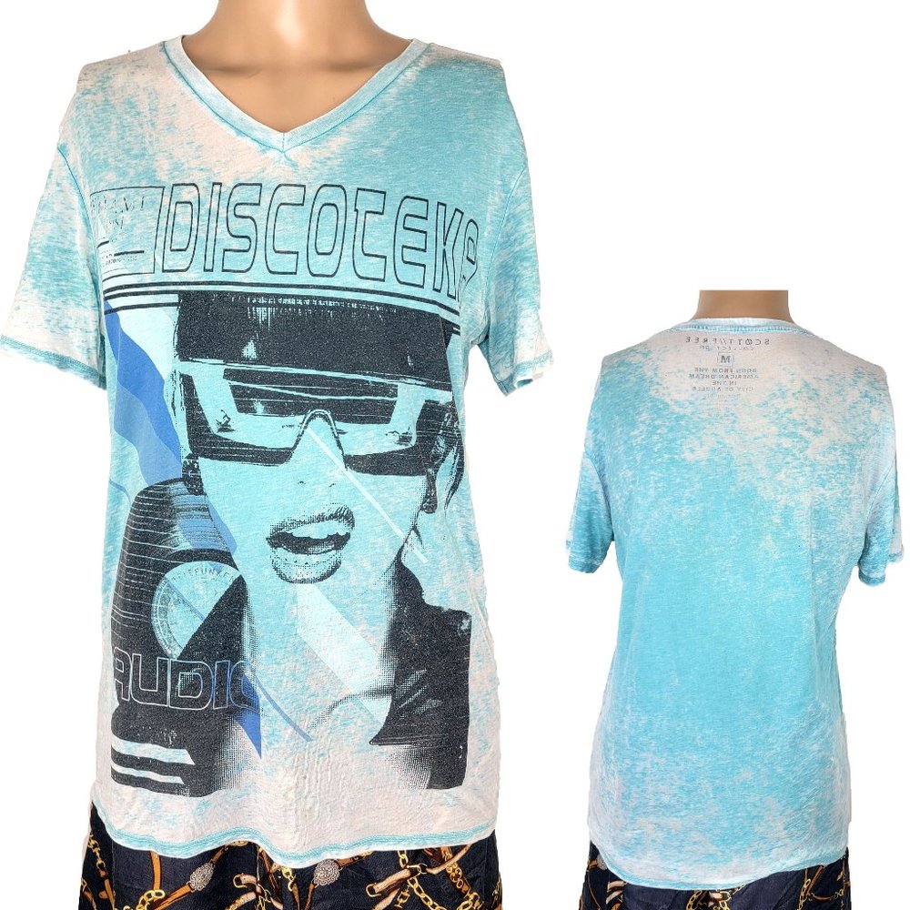 Scott Free Discoteka Cyberpunk Burnout Tee Size Medium - Picture 1 of 6